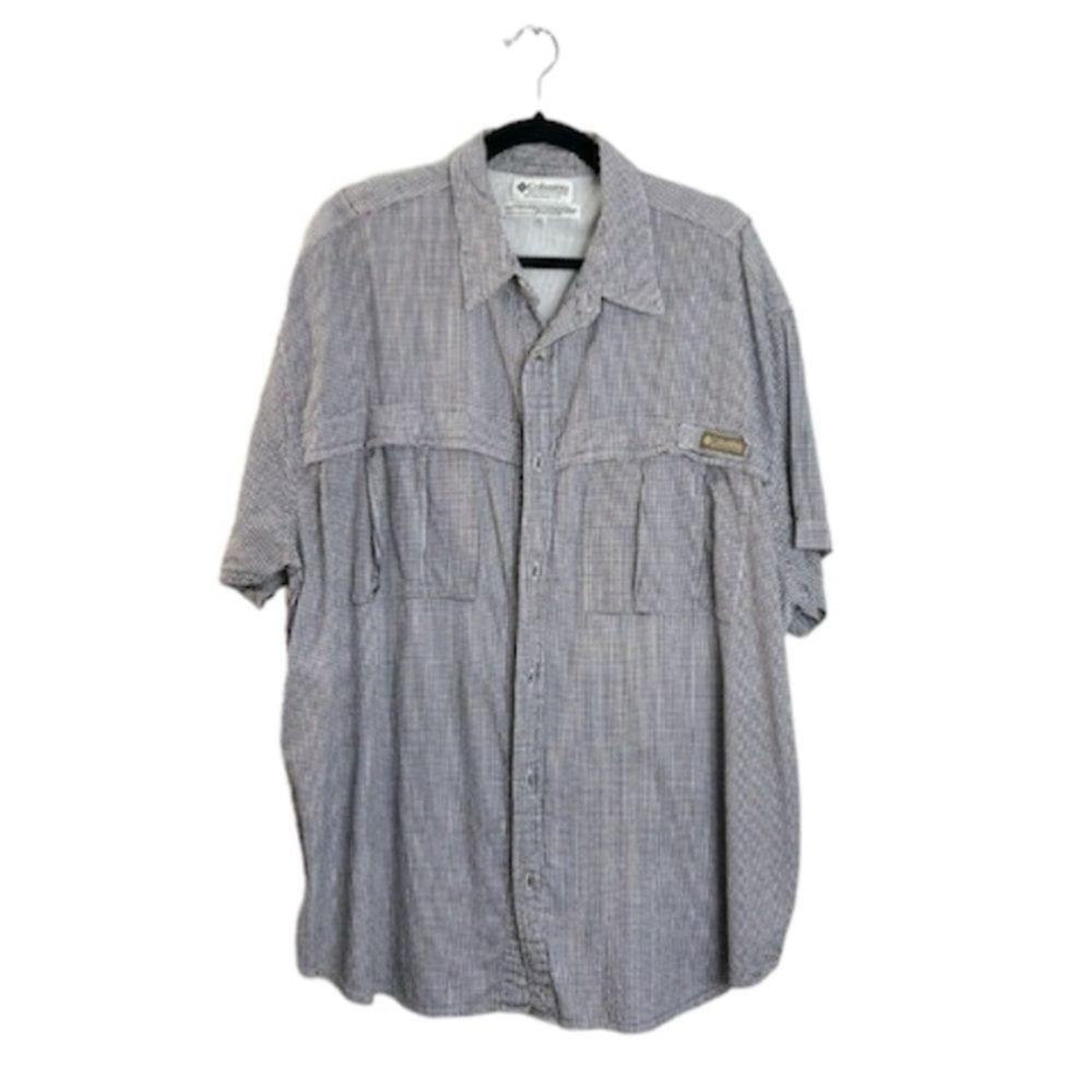 Columbia black white check short sleeve button up shirt XXL